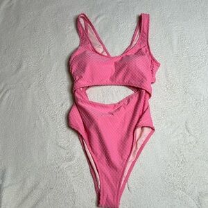 New!! Pink monokini textured,‎ one piece swimsuit Size 16/18